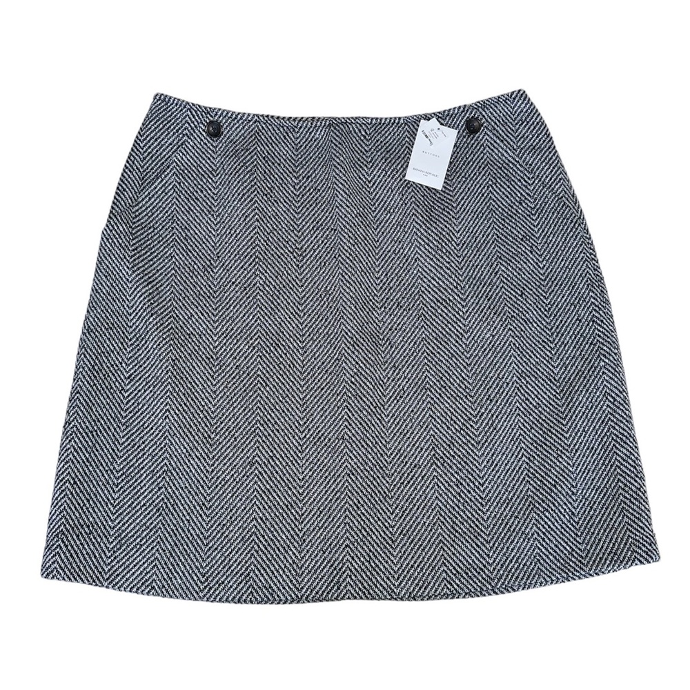 NWT Banana Republic Navy Blue Herringbone Wool Blend A-line Skirt Size 16 Tall
